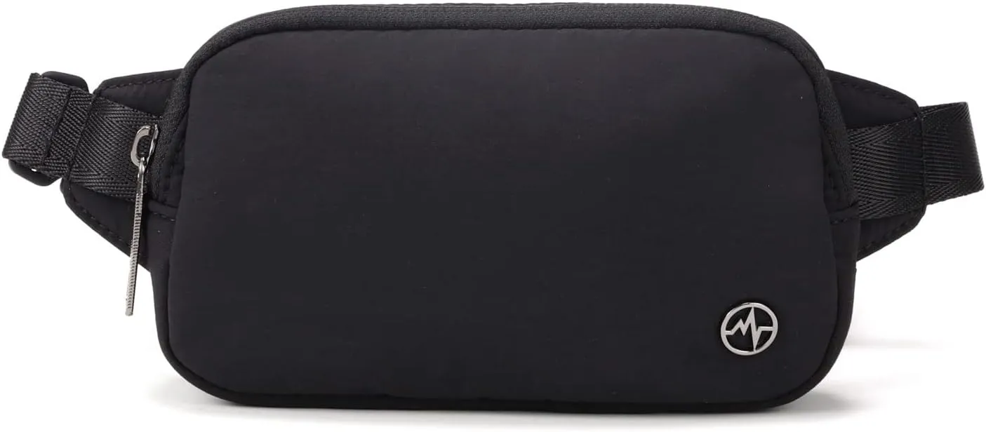 Pander Mini Belt Bag – Ultra Compact, Fits 6.7” Phone, Lipstick, Earbuds, Essentials, Small Crossbody Waist Purse, Black Onyx