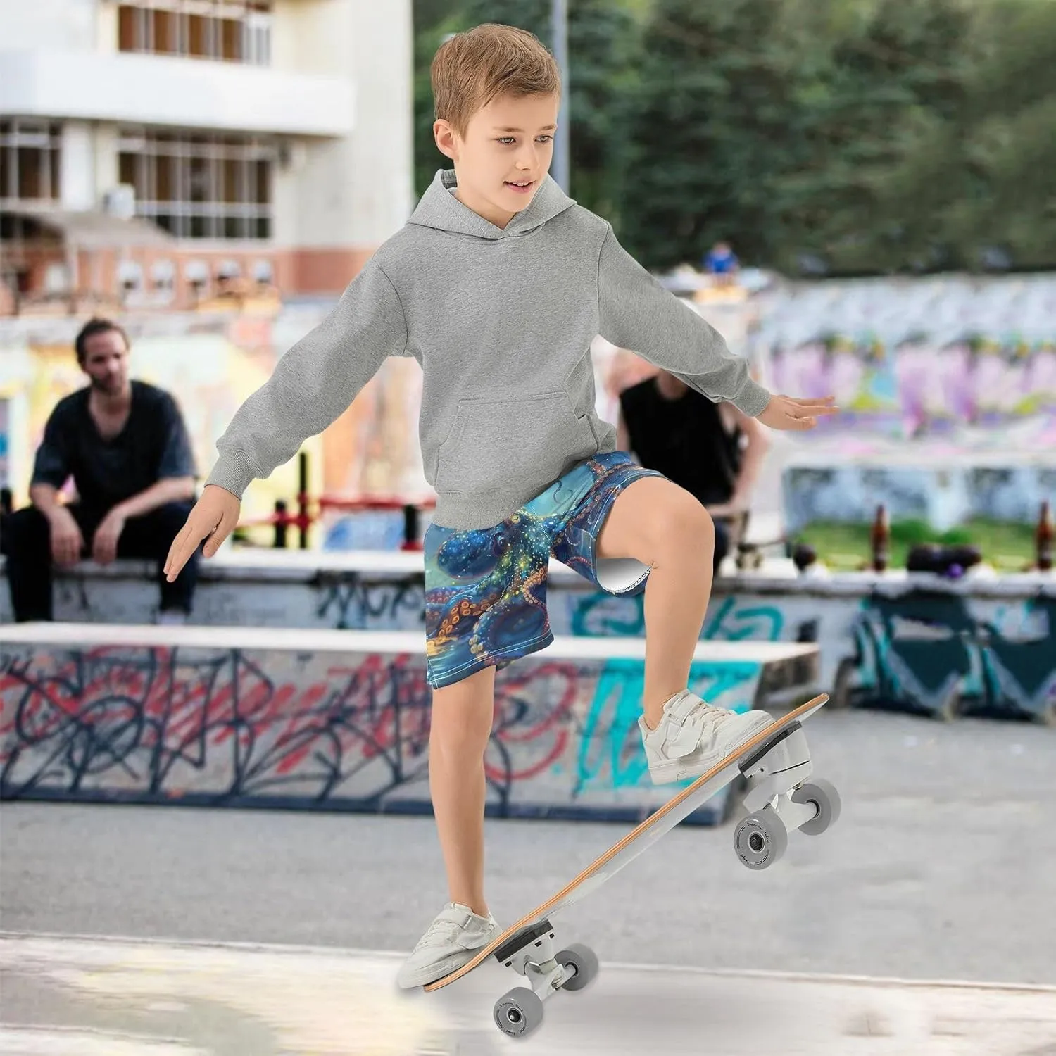 panksolu Boys Shorts Casual Athletic Shorts Elastic Waist with Pockets Teens Summer Track Shorts for Outdoor Activity 7-15Y