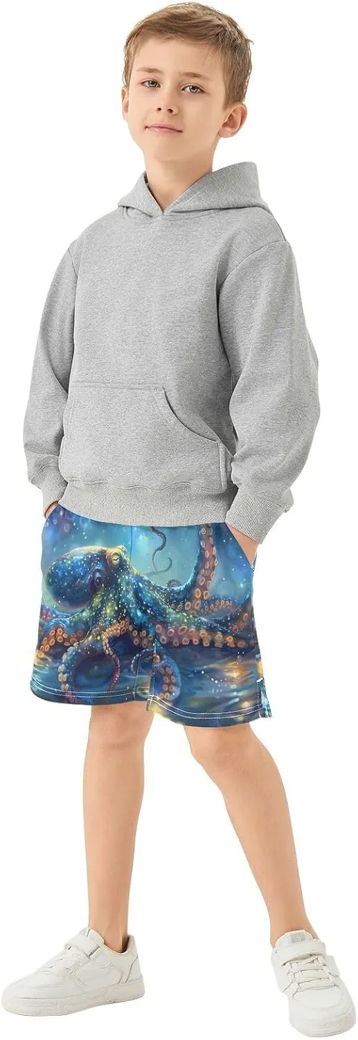 panksolu Boys Shorts Casual Athletic Shorts Elastic Waist with Pockets Teens Summer Track Shorts for Outdoor Activity 7-15Y