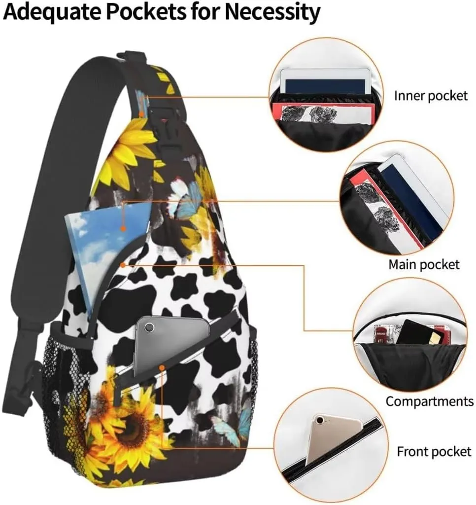 Patterned Sling Bag Crossbody Backpack,Adjustable Chest Bag Casual Shoulder Backpack Travel Hiking Daypack Unisex