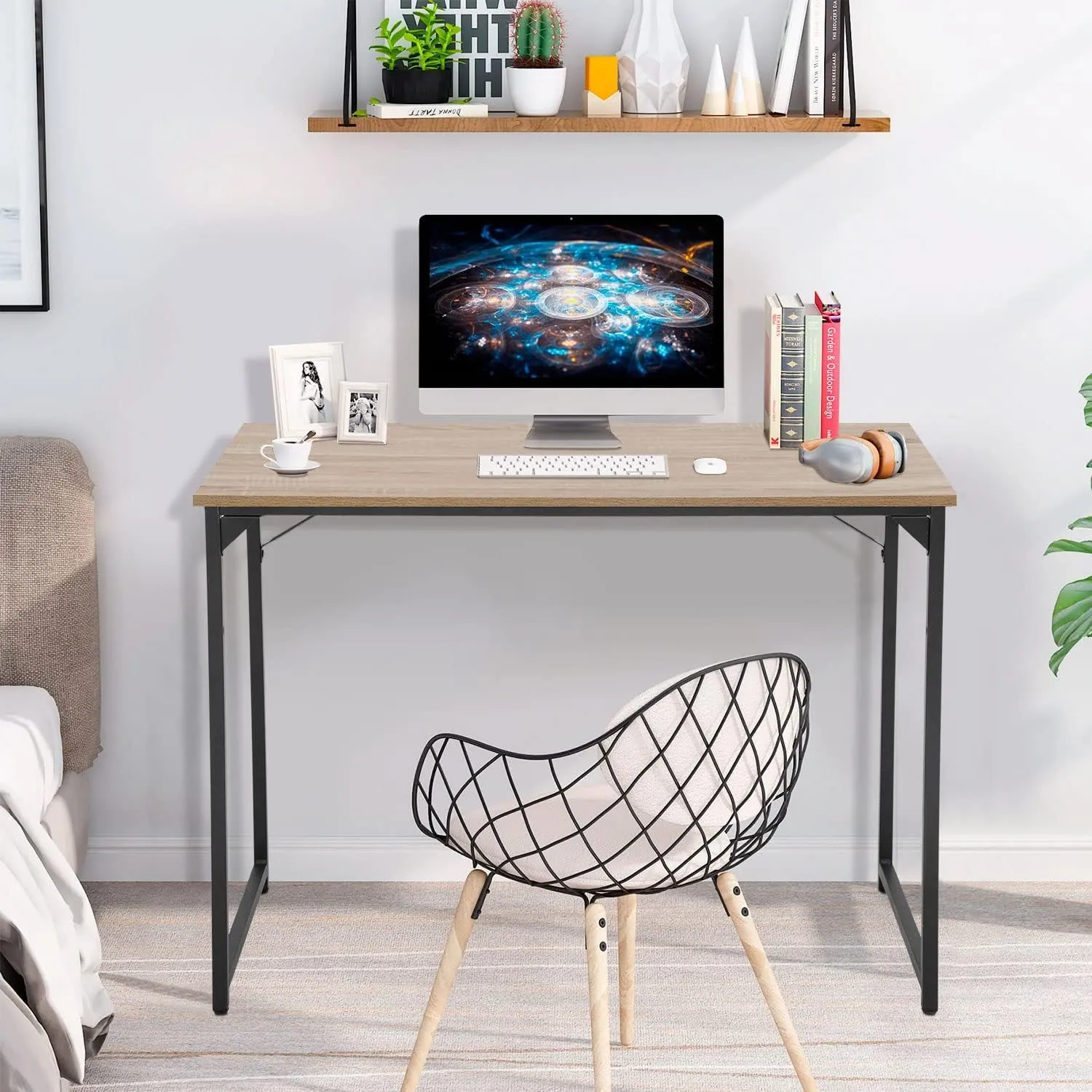 PayLessHere 32/39/47 inch Computer Desk Study Writing Table, Adjustable feet, Modern Furniture for Home Office (1, Nature, 39 inch)
