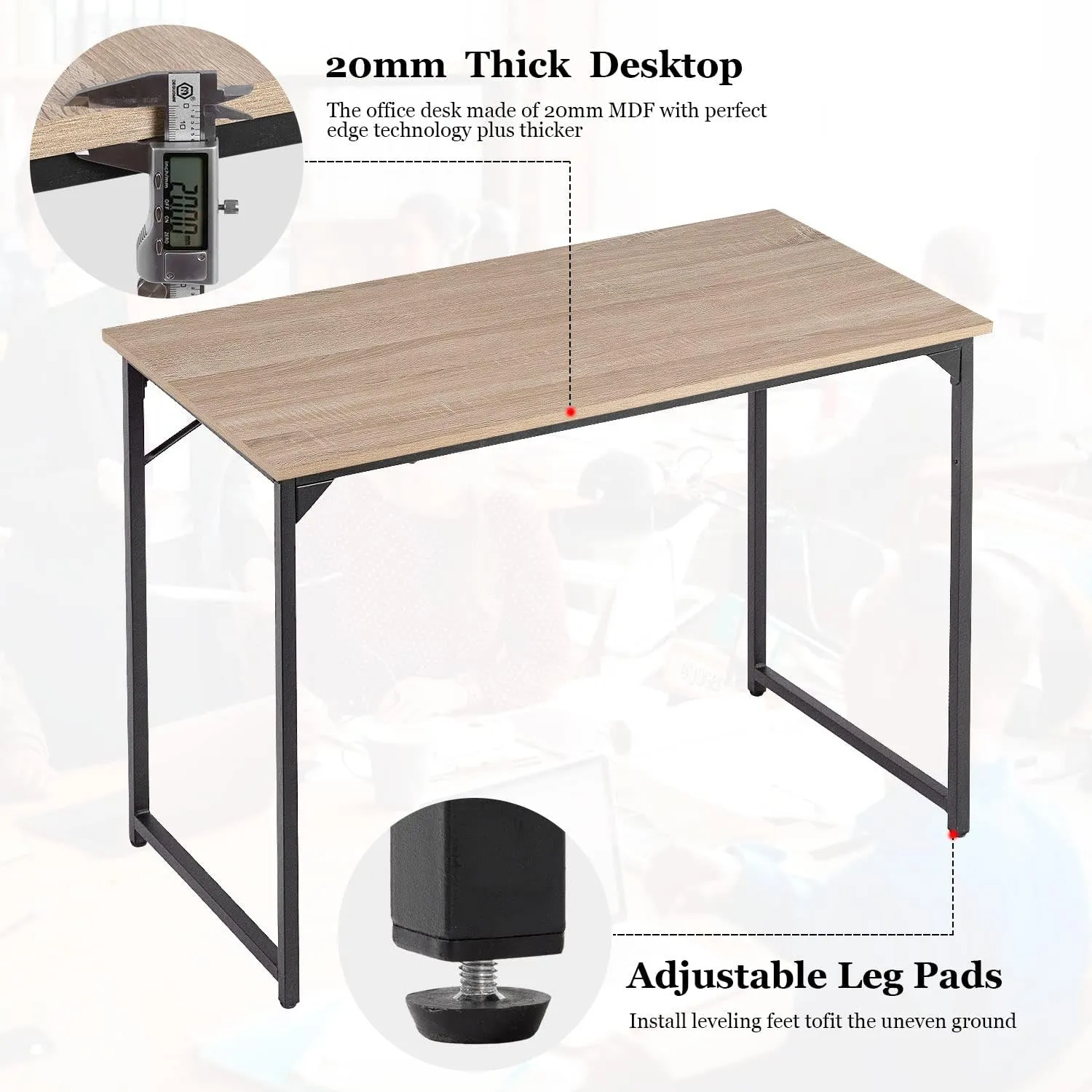 PayLessHere 32/39/47 inch Computer Desk Study Writing Table, Adjustable feet, Modern Furniture for Home Office (1, Nature, 39 inch)
