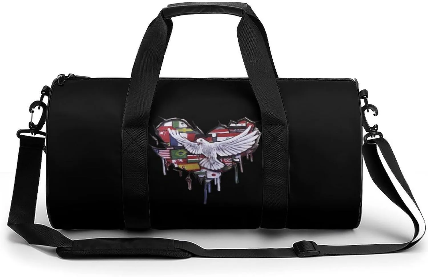 Peace by Jody Steel Cylindrical Gym Duffle Bag Foldable Weekender Bags Lightweight Travel Handbag