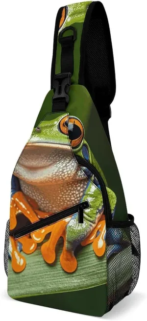 Peace Tree Frog Crossbody Sling Bag for Women Men Sling Backpack Travel Chest Bag Pack Man Purse Shoulder Bags Daypack for Travel Hiking Cycling