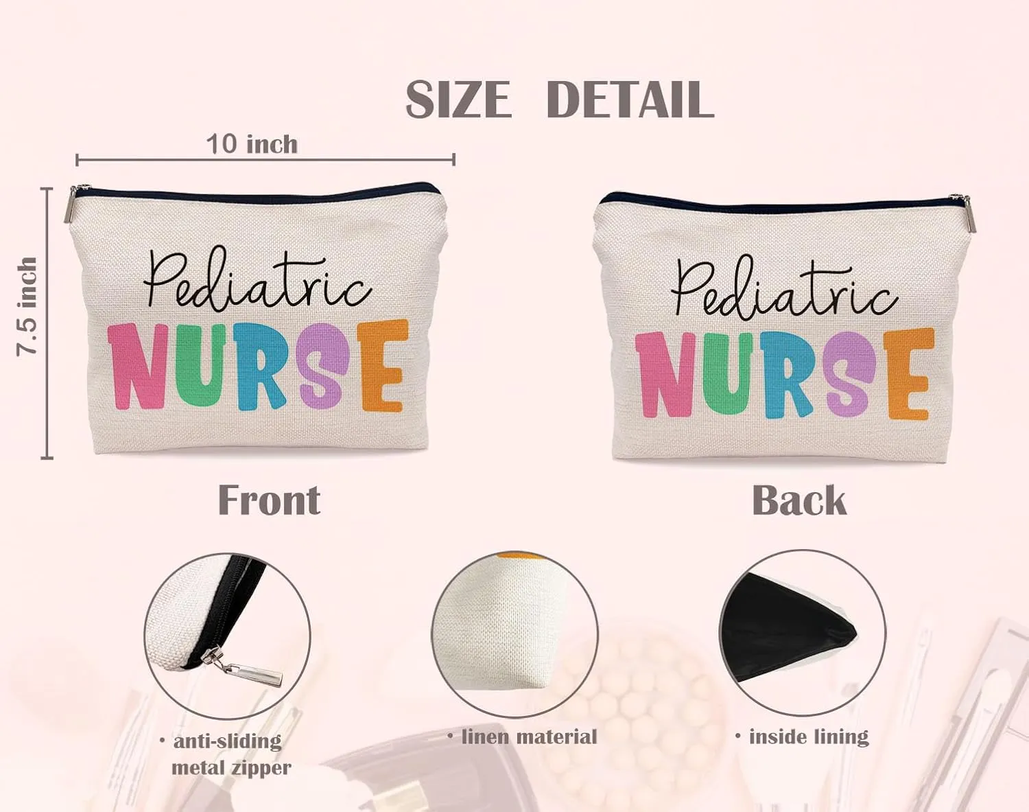 Pediatric Nurse Colorful Makeup Bag, Practitioner Gifts Cosmetic Bag for Women, Appreciation Gifts