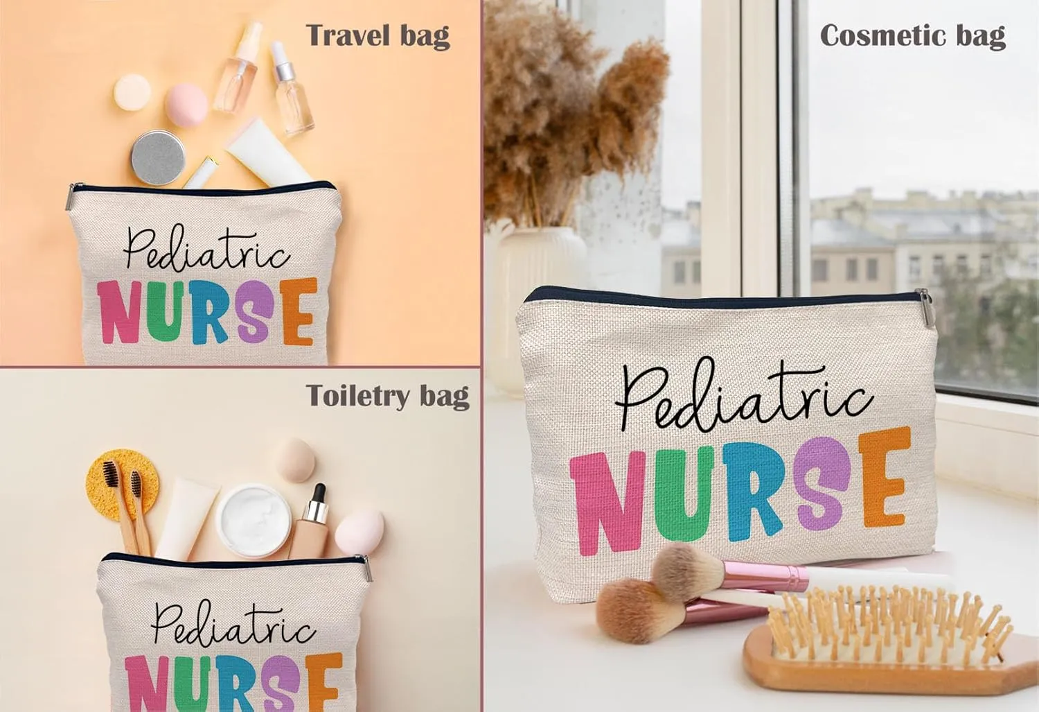 Pediatric Nurse Colorful Makeup Bag, Practitioner Gifts Cosmetic Bag for Women, Appreciation Gifts