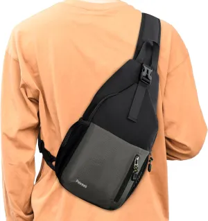 Peicees Sling Bag Crossbody Backpack For Men Women Hiking Waterproof Travel Shoulder Bags For Man Daypack Lightweight (Black)