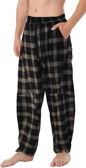 perdontoo Men's Linen Cotton Loose Fit Casual Lightweight Elastic Waist Summer Beach Pants