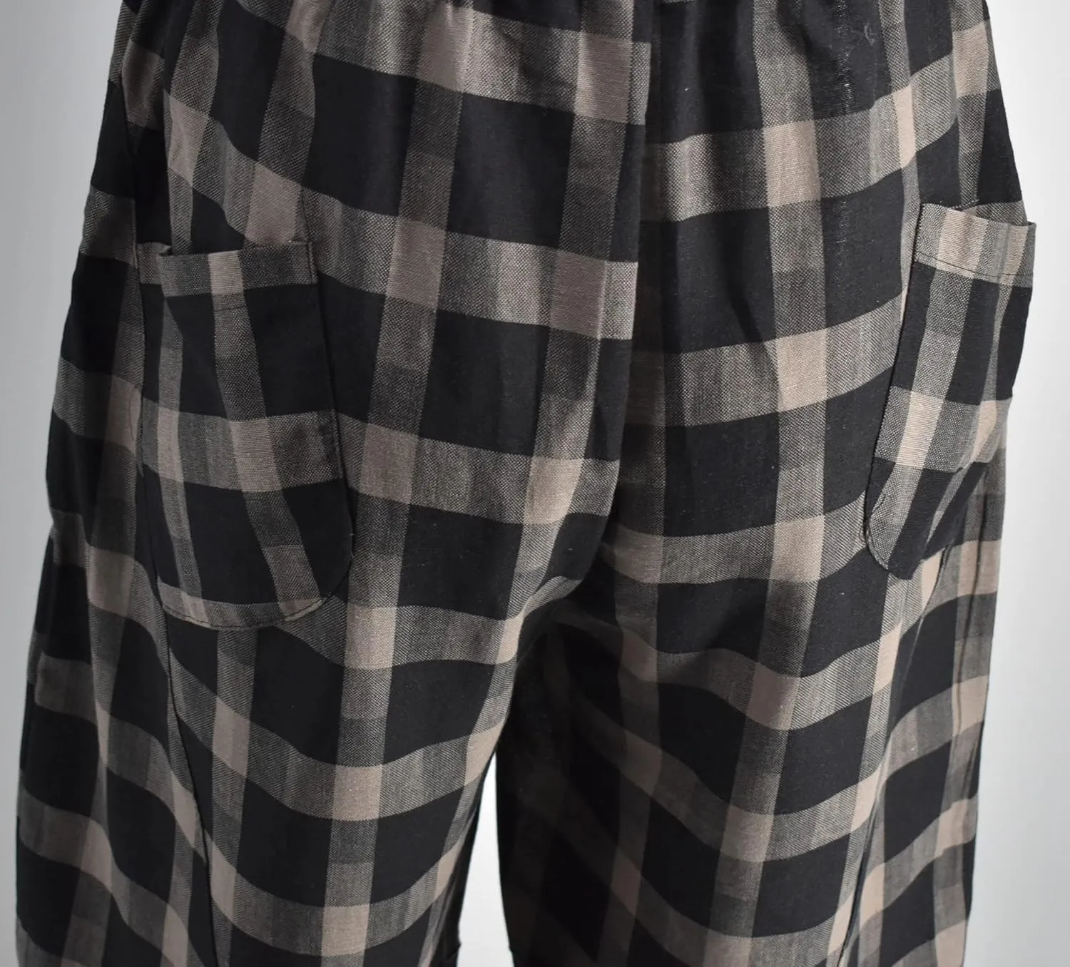perdontoo Men's Linen Cotton Loose Fit Casual Lightweight Elastic Waist Summer Beach Pants