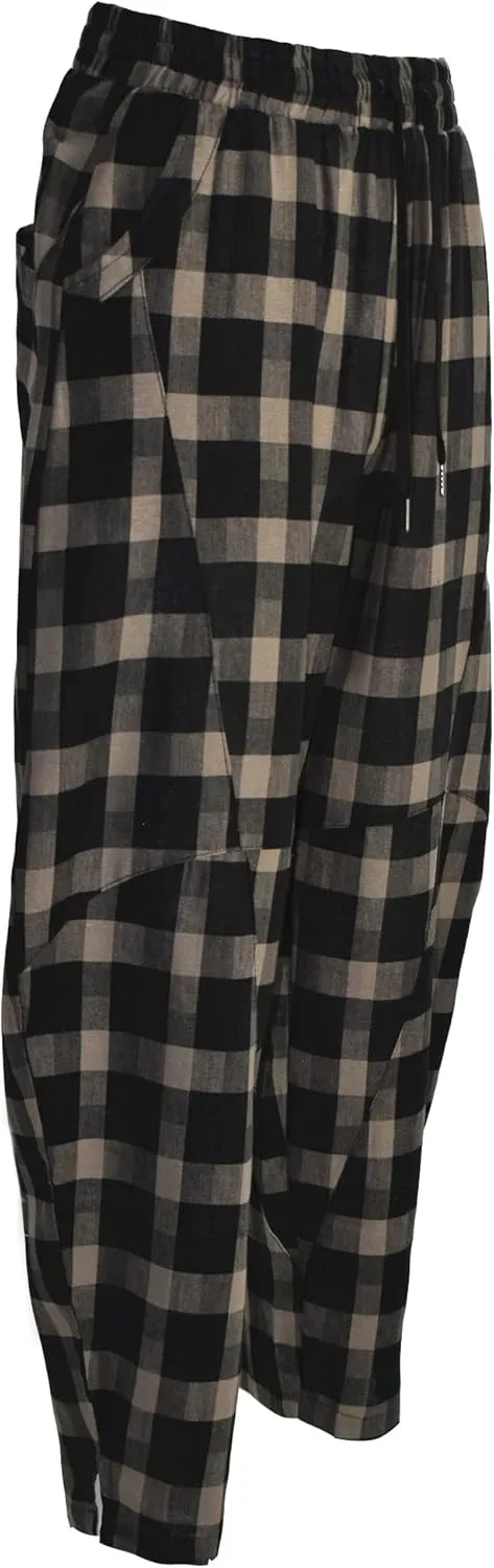 perdontoo Men's Linen Cotton Loose Fit Casual Lightweight Elastic Waist Summer Beach Pants