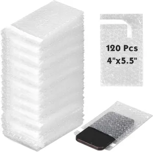 PerKoop 120 Pcs 4" x 5.5" Bubble Cushion Wrap Bags Bulk, Double Wall Bubble Cushion Wrap Pouches, Clear Protective Bags Thickening Shockproof for Shipping Packing Storage Moving
