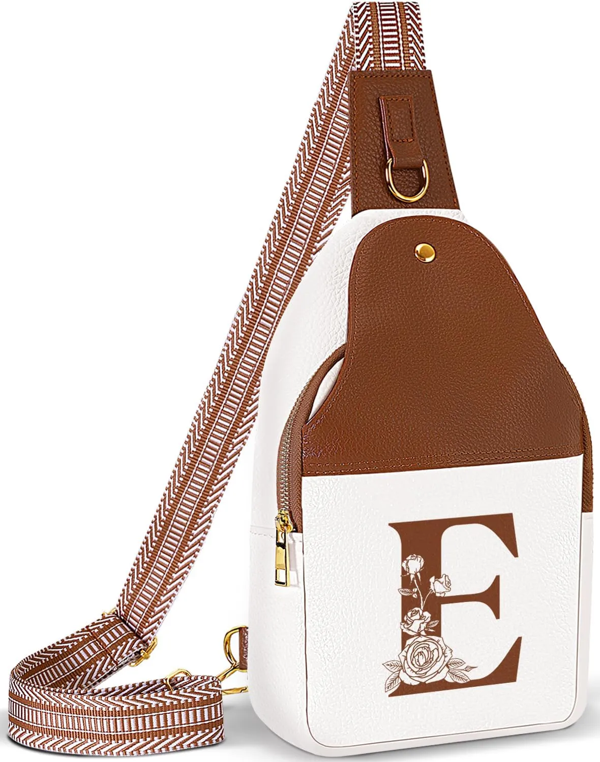 Personalized Crossbody Bag for Women Leather Sling Bags with Initial Letter Chest Bag for Travel, Gift for Mom Wife