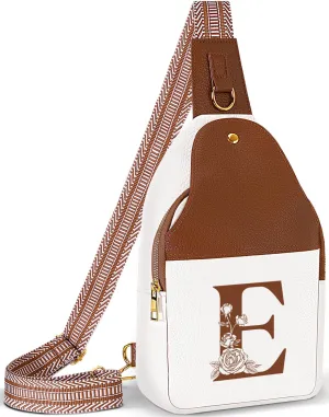 Personalized Crossbody Bag for Women Leather Sling Bags with Initial Letter Chest Bag for Travel, Gift for Mom Wife