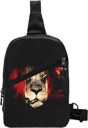 Peruvian Peru Flag African Lion Crossbody Bag Portable Sling Bags Foldable Chest Daypack Reusable Sports Shoulder Backpack Diagonally Casual Rucksack Travel Bag