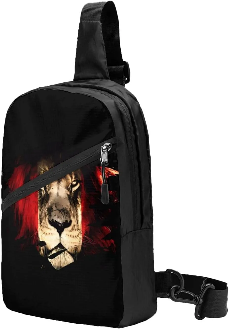 Peruvian Peru Flag African Lion Crossbody Bag Portable Sling Bags Foldable Chest Daypack Reusable Sports Shoulder Backpack Diagonally Casual Rucksack Travel Bag