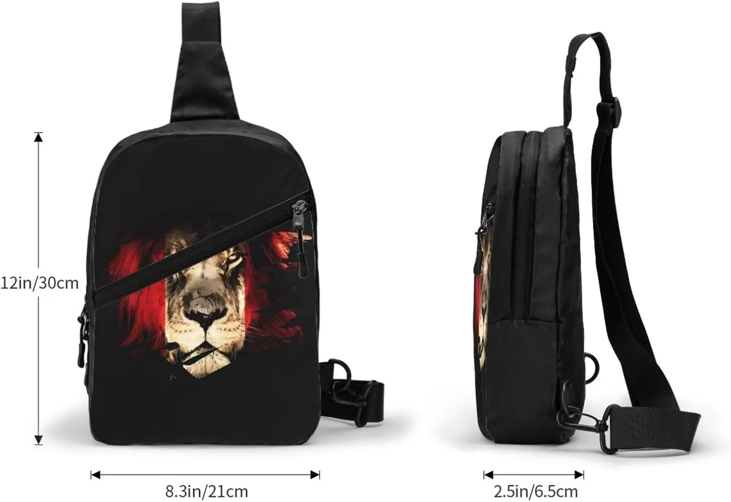 Peruvian Peru Flag African Lion Crossbody Bag Portable Sling Bags Foldable Chest Daypack Reusable Sports Shoulder Backpack Diagonally Casual Rucksack Travel Bag