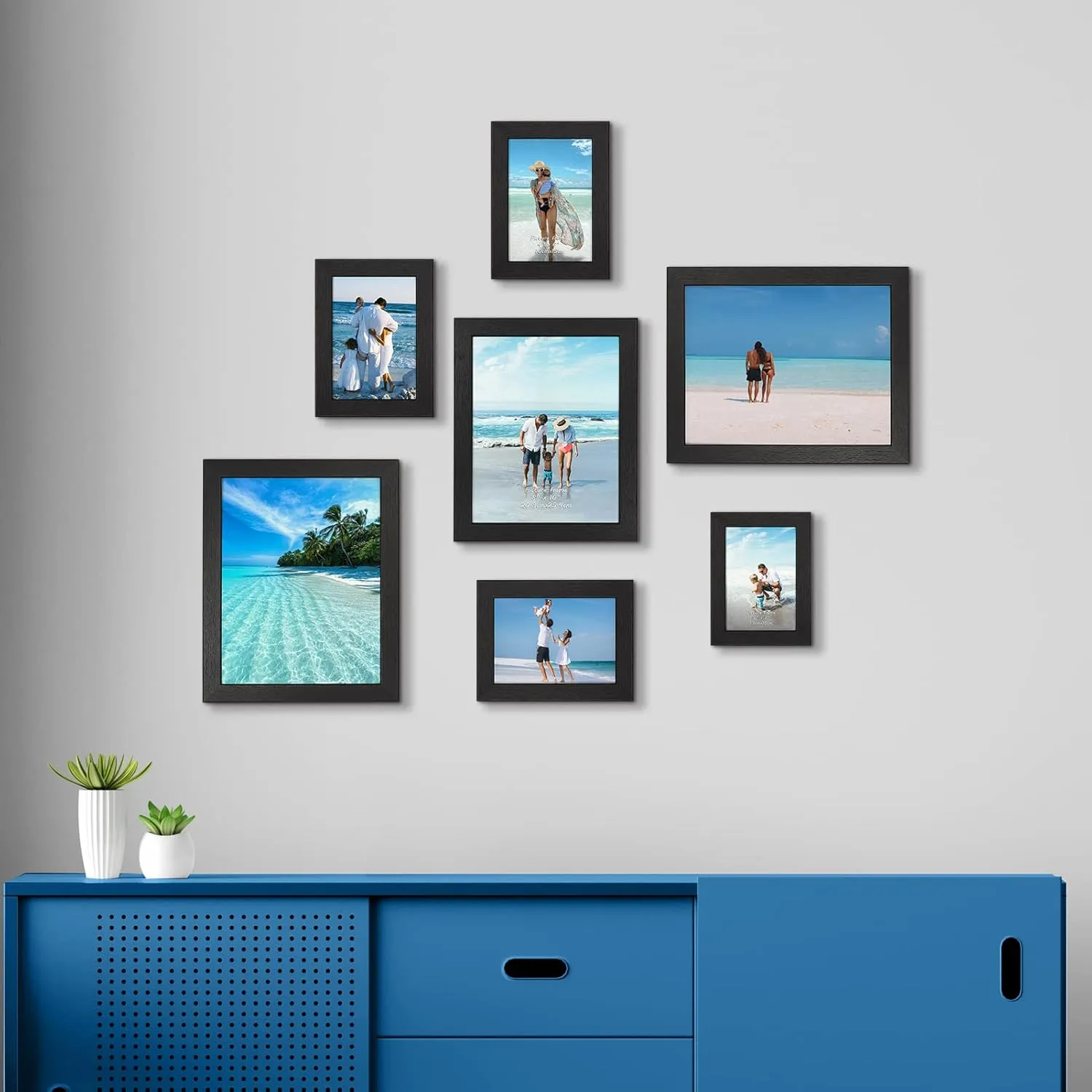 PETAFLOP Picture Frames 5 by 7, Black 5x7 Photo Frames Set for Wall Tabletop Horizontally or Vertically Display,7 Pack