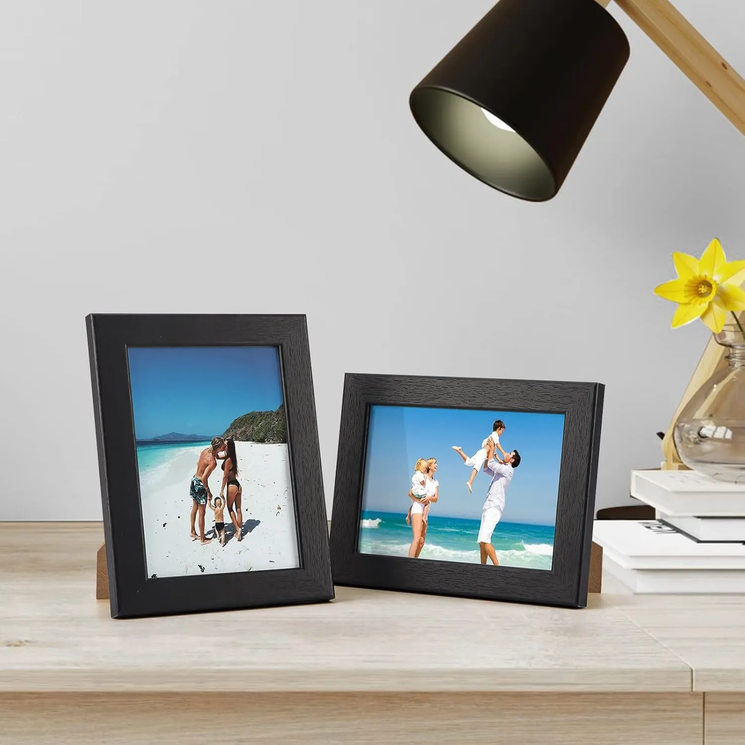 PETAFLOP Picture Frames 5 by 7, Black 5x7 Photo Frames Set for Wall Tabletop Horizontally or Vertically Display,7 Pack