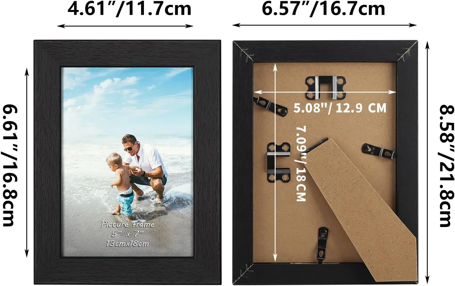 PETAFLOP Picture Frames 5 by 7, Black 5x7 Photo Frames Set for Wall Tabletop Horizontally or Vertically Display,7 Pack