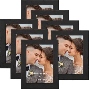 PETAFLOP Picture Frames 5 by 7, Black 5x7 Photo Frames Set for Wall Tabletop Horizontally or Vertically Display,7 Pack