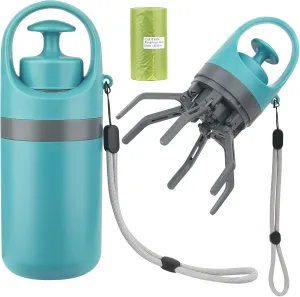 petizer Portable Dog Poop Scooper, Sanitary Dog Waste Picker Upper with Bag Dispenser, Convenient Pet Waste Cleaner for Dog Walkers, Attachable to Dog Leash, Harness or Waist, with 15 Bags Attachment