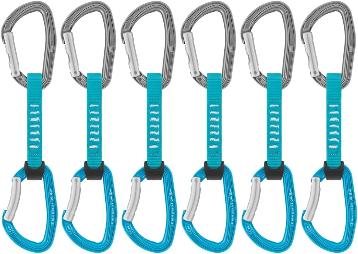 Petzl DJINN AXESS Quickdraws - 6-Pack of Durable, Lightweight Quickdraws for Sport, Trad, and Aid Climbing - Turquoise - 11 cm