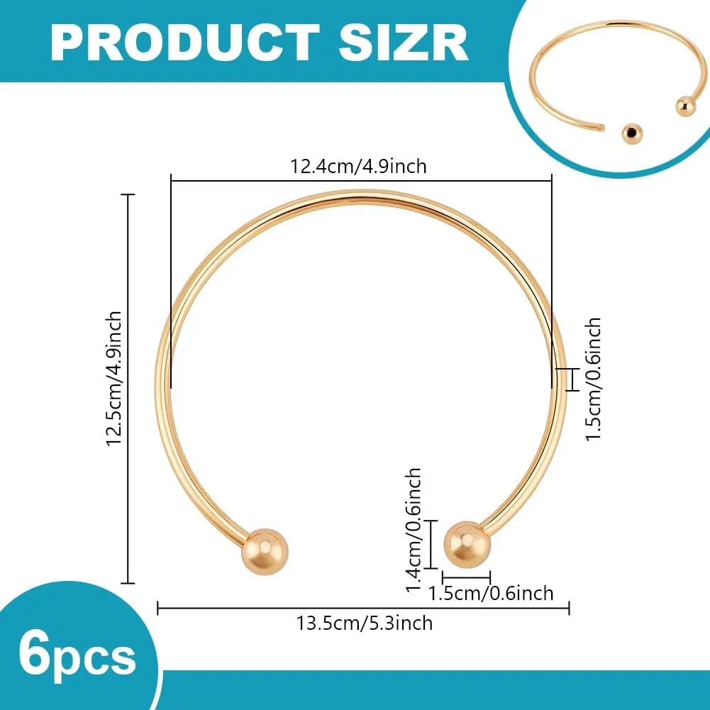 PH PandaHall 6pcs Gold Metal Purse Handles 5.3 inch Semicircle Bag Handles Frame, Metal Bag Handles Frame with Beads for Crocheted Macrame Bags Craft Handbag Handmade DIY Making