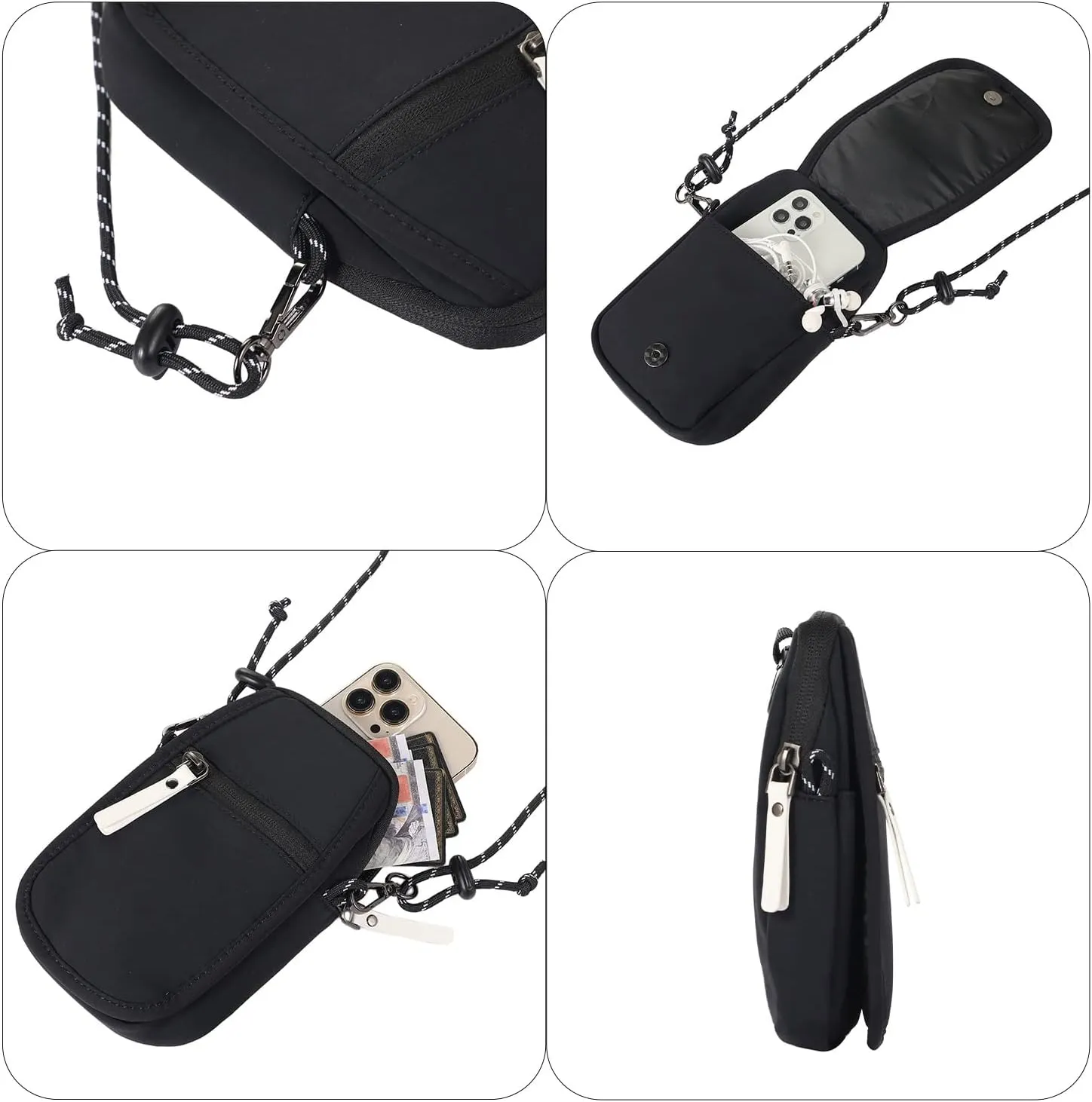 Phone Funny Pack Small Crossbody Bag Compatible with Men,Women Phone Purse Mini Messenger Bag Shoulder Bag Carry Bag Phone Holster(Black)