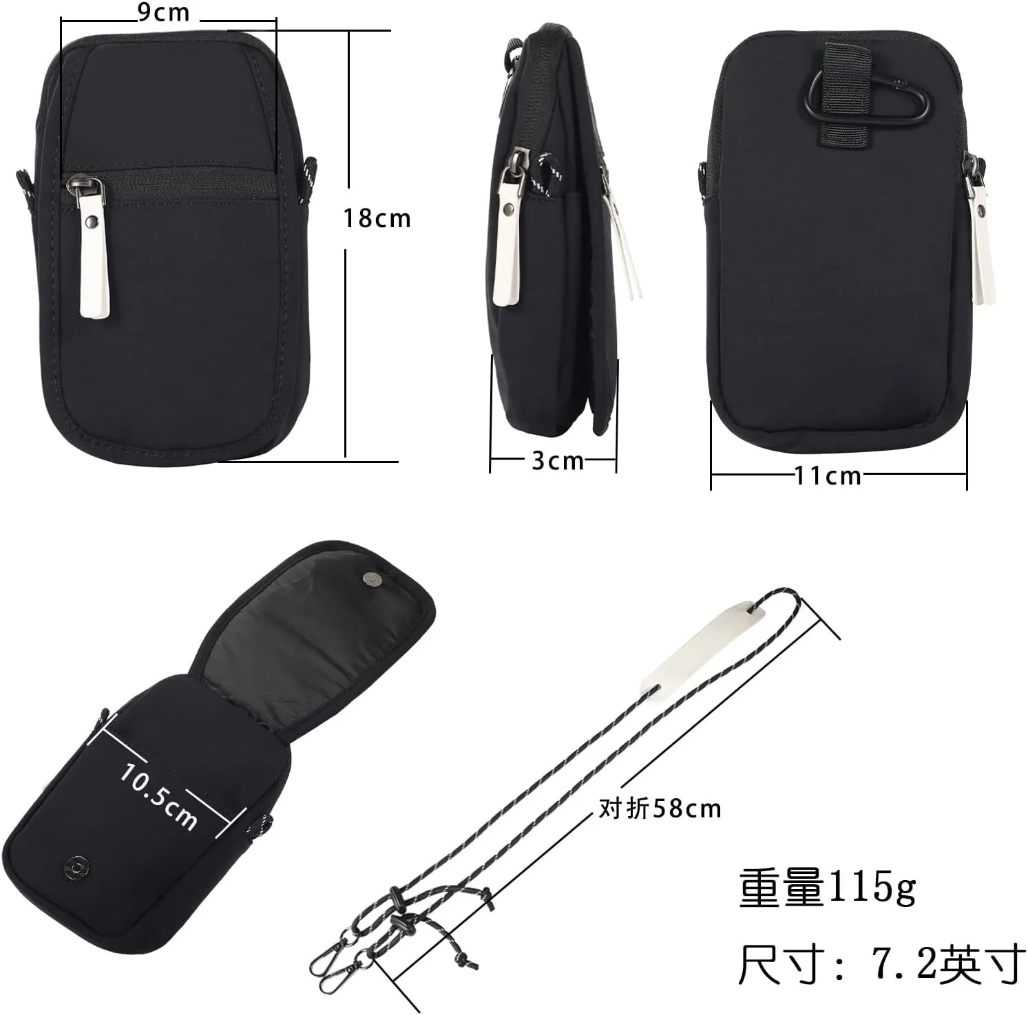 Phone Funny Pack Small Crossbody Bag Compatible with Men,Women Phone Purse Mini Messenger Bag Shoulder Bag Carry Bag Phone Holster(Black)