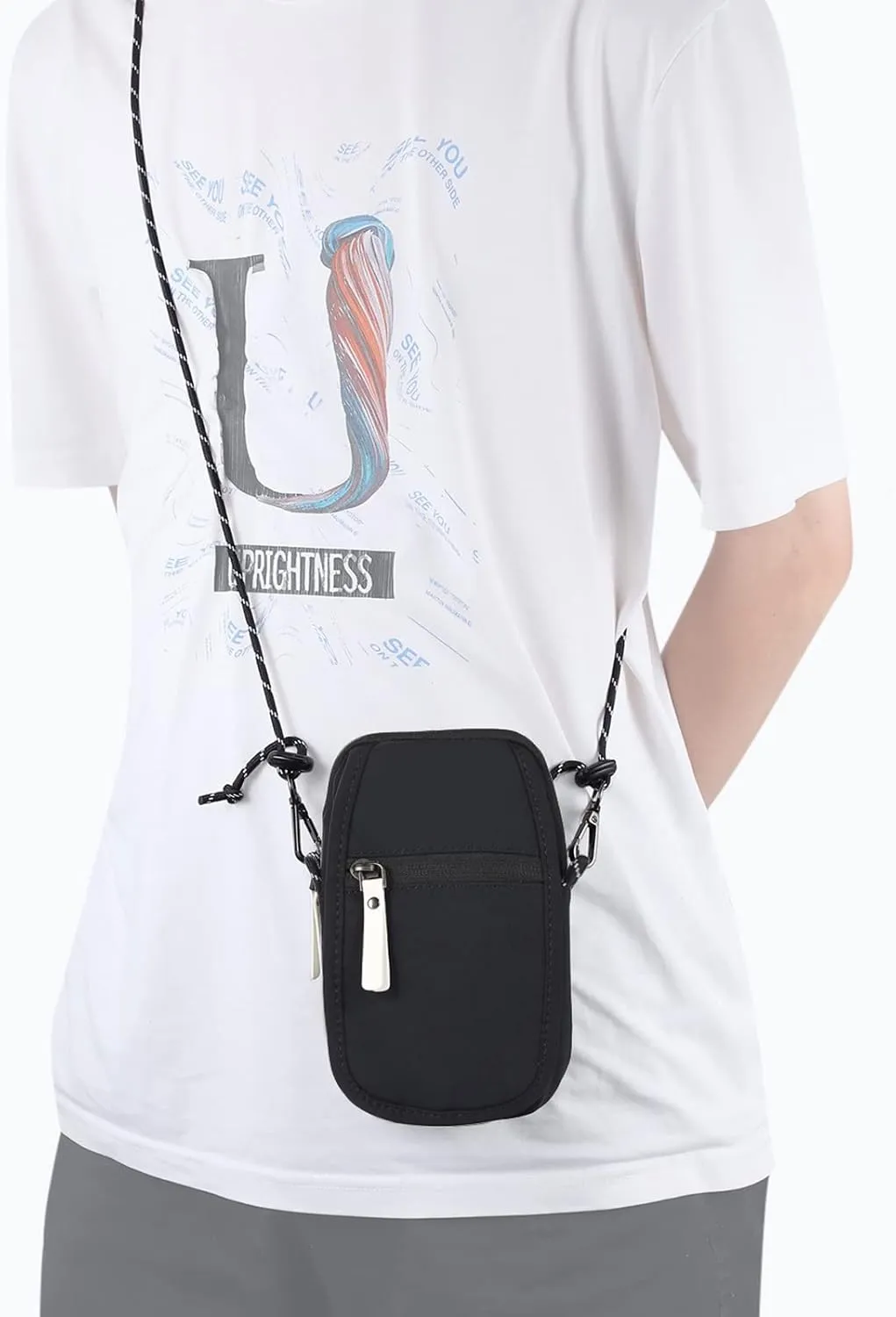 Phone Funny Pack Small Crossbody Bag Compatible with Men,Women Phone Purse Mini Messenger Bag Shoulder Bag Carry Bag Phone Holster(Black)