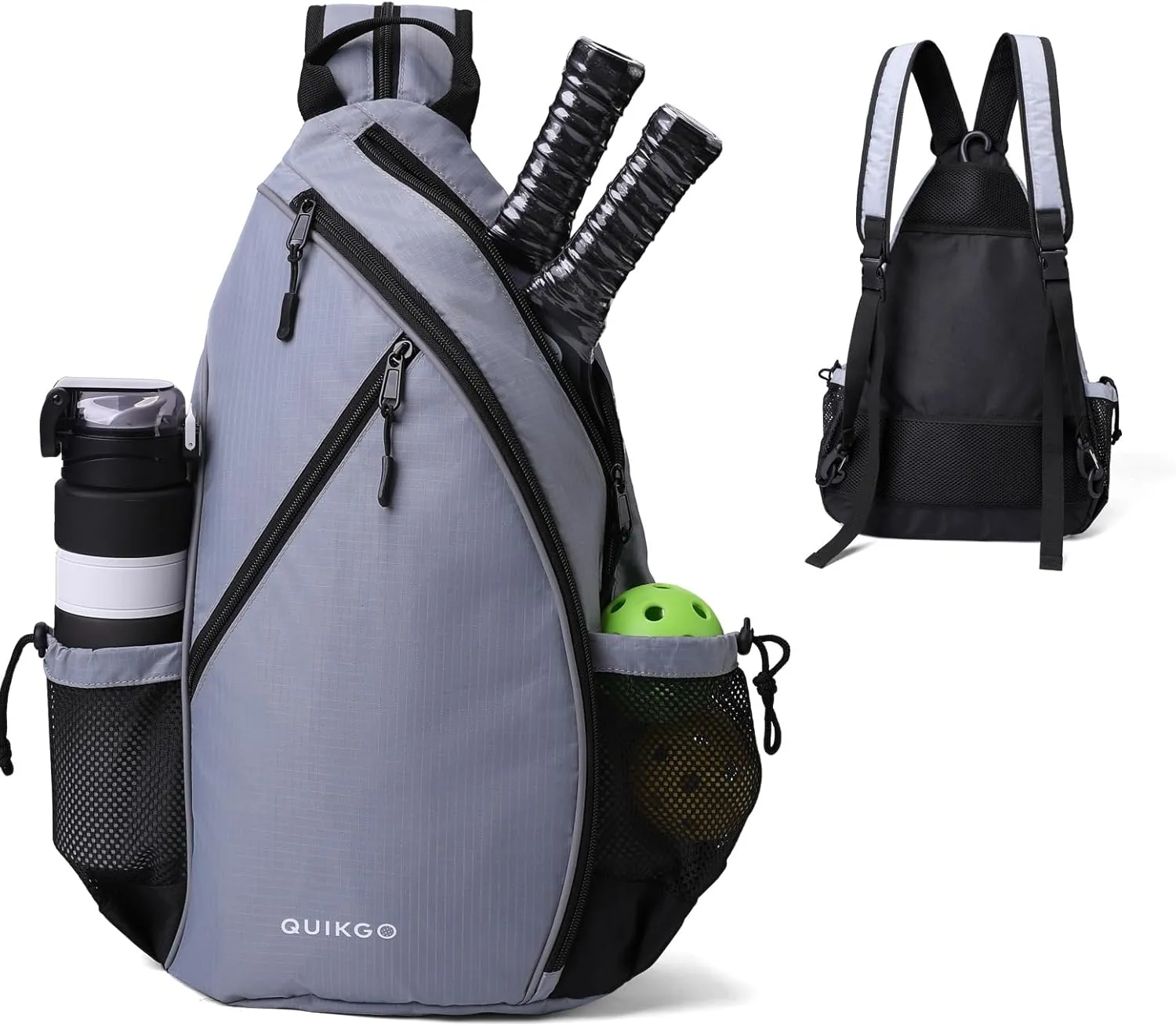 Pickleball Bag for Women & Men, Adjustable Reversible Sling Bags with Fence Hook, Protable Pickle Ball Paddle Backpack, Pickleball Accessories