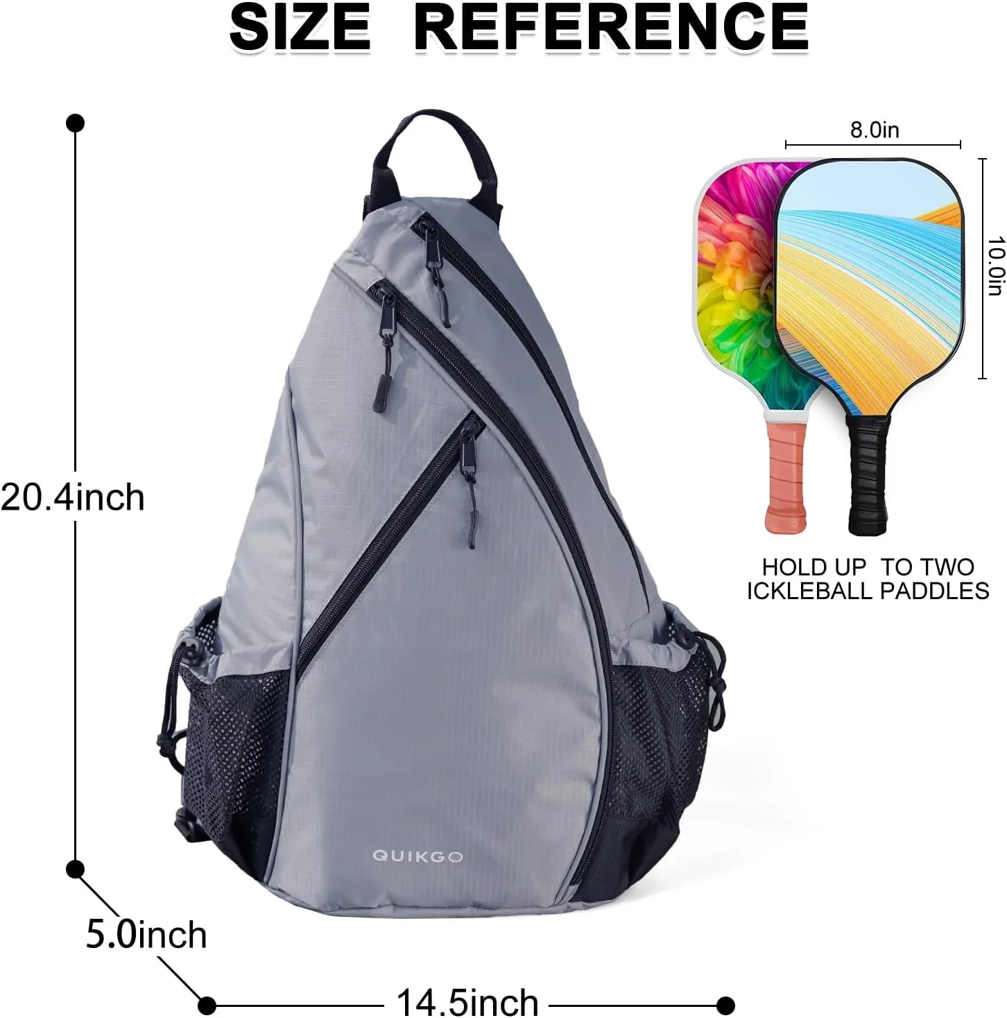 Pickleball Bag for Women & Men, Adjustable Reversible Sling Bags with Fence Hook, Protable Pickle Ball Paddle Backpack, Pickleball Accessories