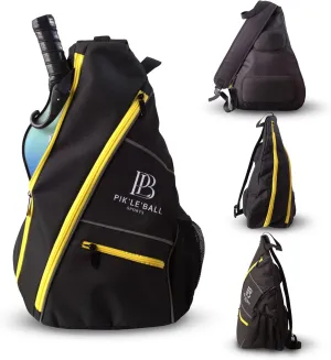 Pik’le’Ball Sports Pickleball Sling Bag – Stylish, Waterproof & Lightweight Crossbody Bag for Men and Women, Pickleball Bag with Pickleball Paddles Pocket, Ball Holder, Adjustable Strap