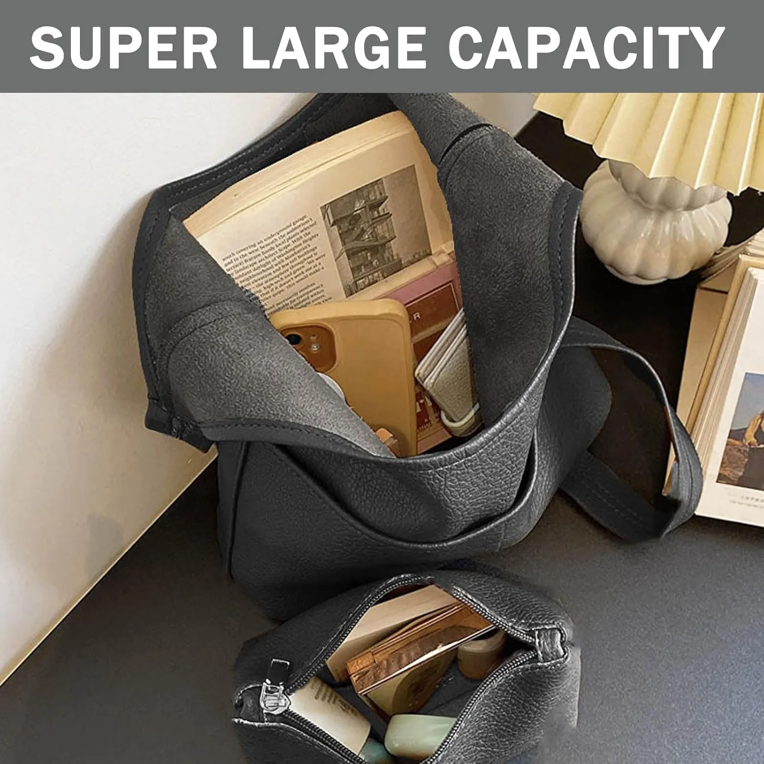 PILCAVE Hobo Bag for Women Faux Leather Large Tote Bag