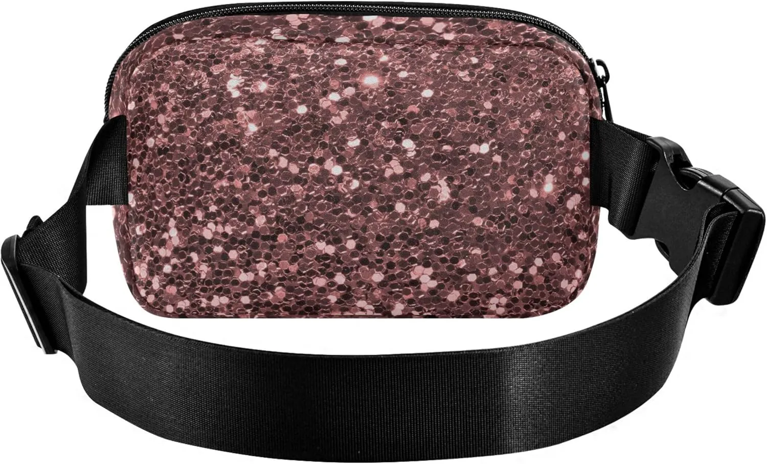 Pink Rose Glitter Womens Fanny Pack Waterproof Everywhere Belt Bag Neon Crossbody Waist Pack
