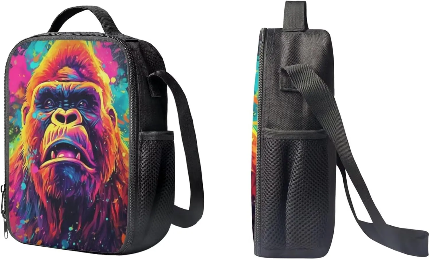 PinUp Angel Cool Gorilla School Bag For Kids Backpack With Lunch Bag and Pencil Bag, Cool Magical Animal Bag For Children Boys and Girls Bookbag