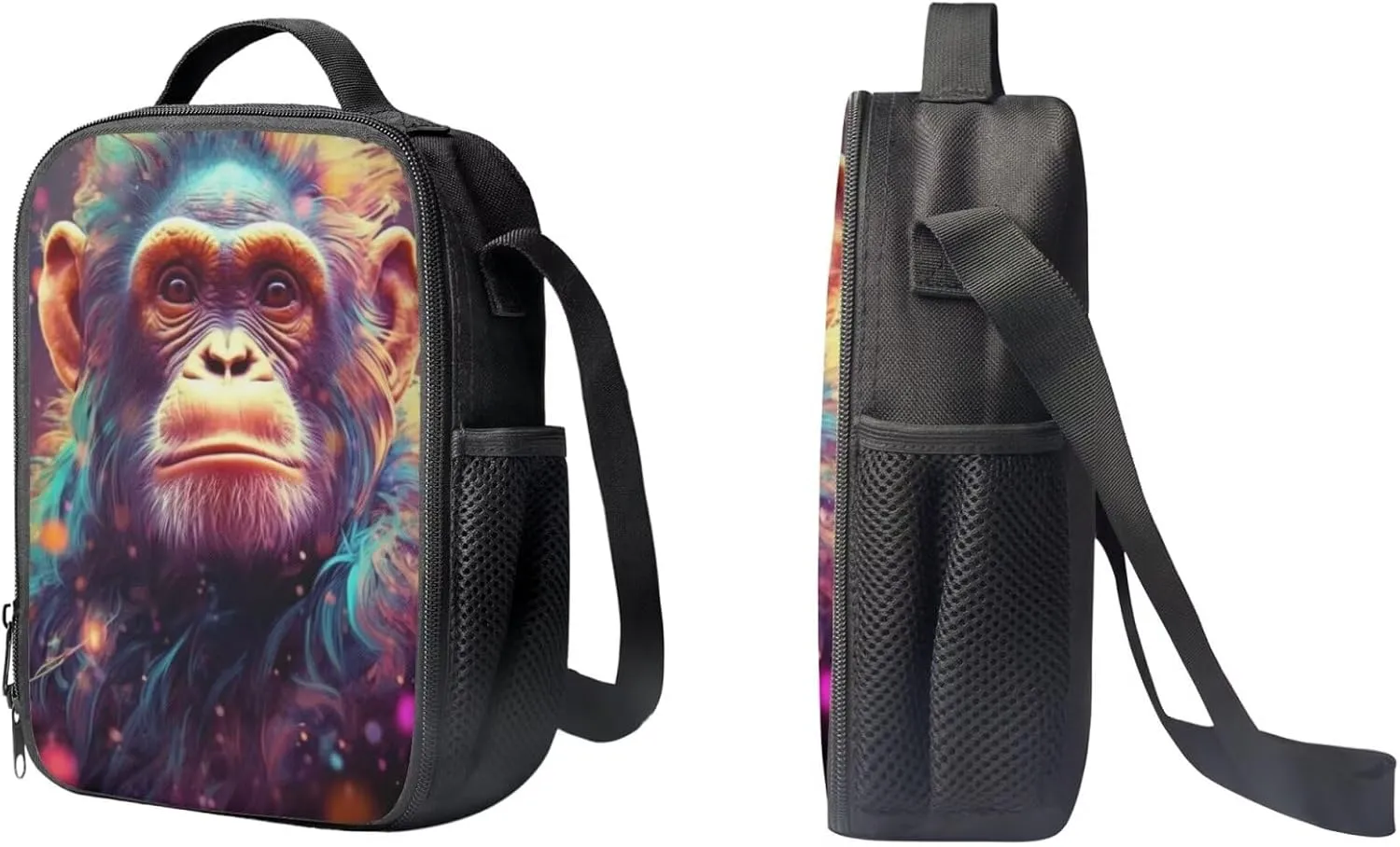 PinUp Angel Cool Monkey Backpack For Kids School Bag With Lunch Bag and Pencil Bag, Cool Magical Animal Bag For Children Boys and Girls Bookbag