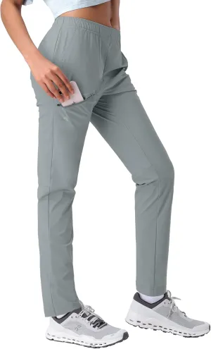 Pioneer Camp Women's Hiking Pants UPF 50  Elastic Waist Drawstring Ultra-Stretch Lightweight Outdoor Cargo Pants for Travel
