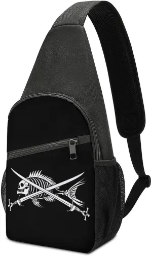 Pirate Fish Crossbody Bags for Women Men Sling Bag Casual Chest Bag Daypack for Travel Sport Hiking