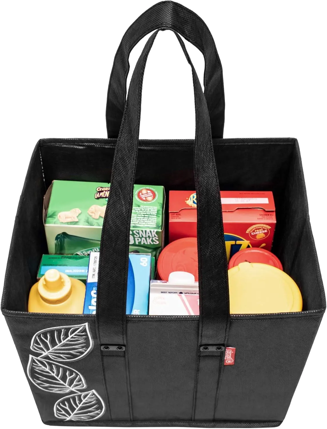 PLANET E Reusable Foldable Grocery Bags with Reinforced Bottoms (Pack of 3, Black)