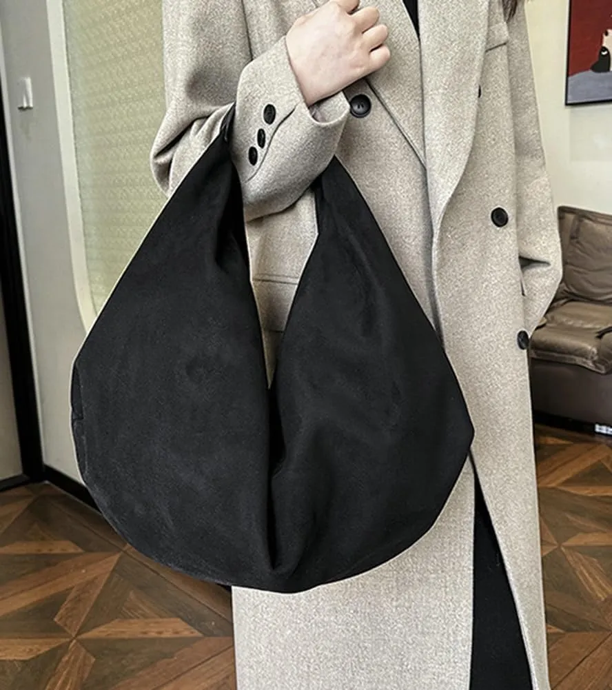 Pocadri Suede Tote Bags for Women Vegan Leather Handbag Work Slouchy Bag Shoulder Hobo Purse Tote Handbag