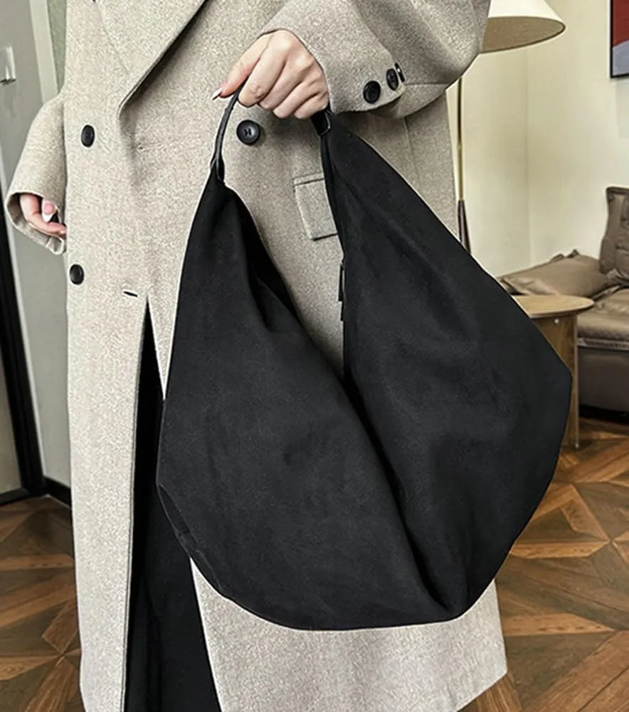 Pocadri Suede Tote Bags for Women Vegan Leather Handbag Work Slouchy Bag Shoulder Hobo Purse Tote Handbag