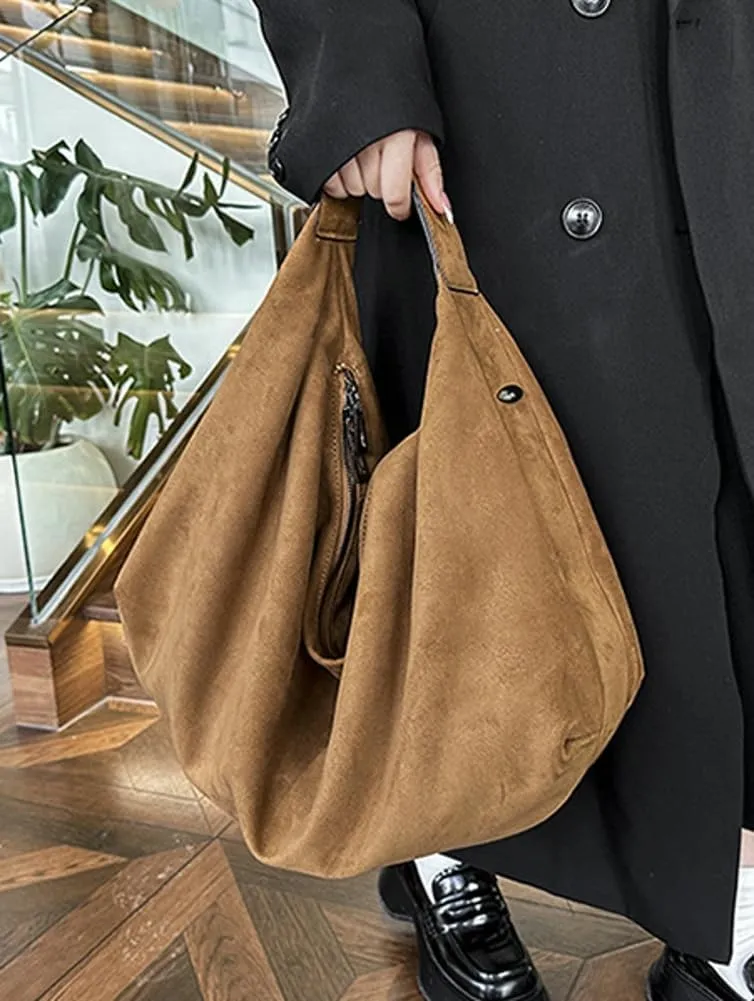 Pocadri Suede Tote Bags for Women Vegan Leather Handbag Work Slouchy Bag Shoulder Hobo Purse Tote Handbag