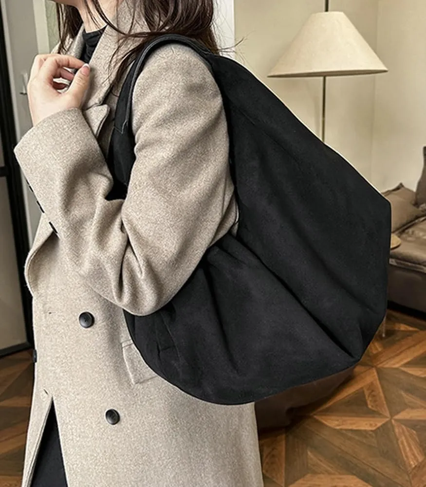 Pocadri Suede Tote Bags for Women Vegan Leather Handbag Work Slouchy Bag Shoulder Hobo Purse Tote Handbag