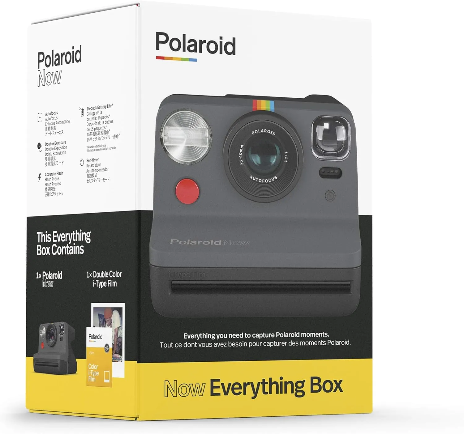 Polaroid Originals Now I-Type Instant Camera and Film Bundle - Everything Box Black (6026)