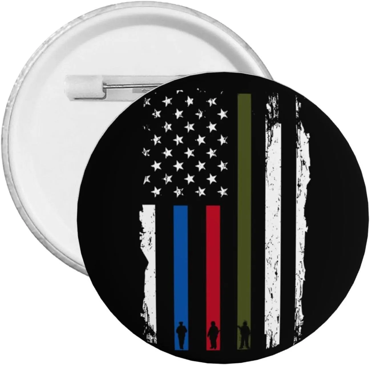 Police Military And Fire Thin Line American Flag Express Your Unique Style with Our Fashionable Round Badges