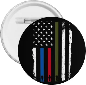 Police Military And Fire Thin Line American Flag Express Your Unique Style with Our Fashionable Round Badges
