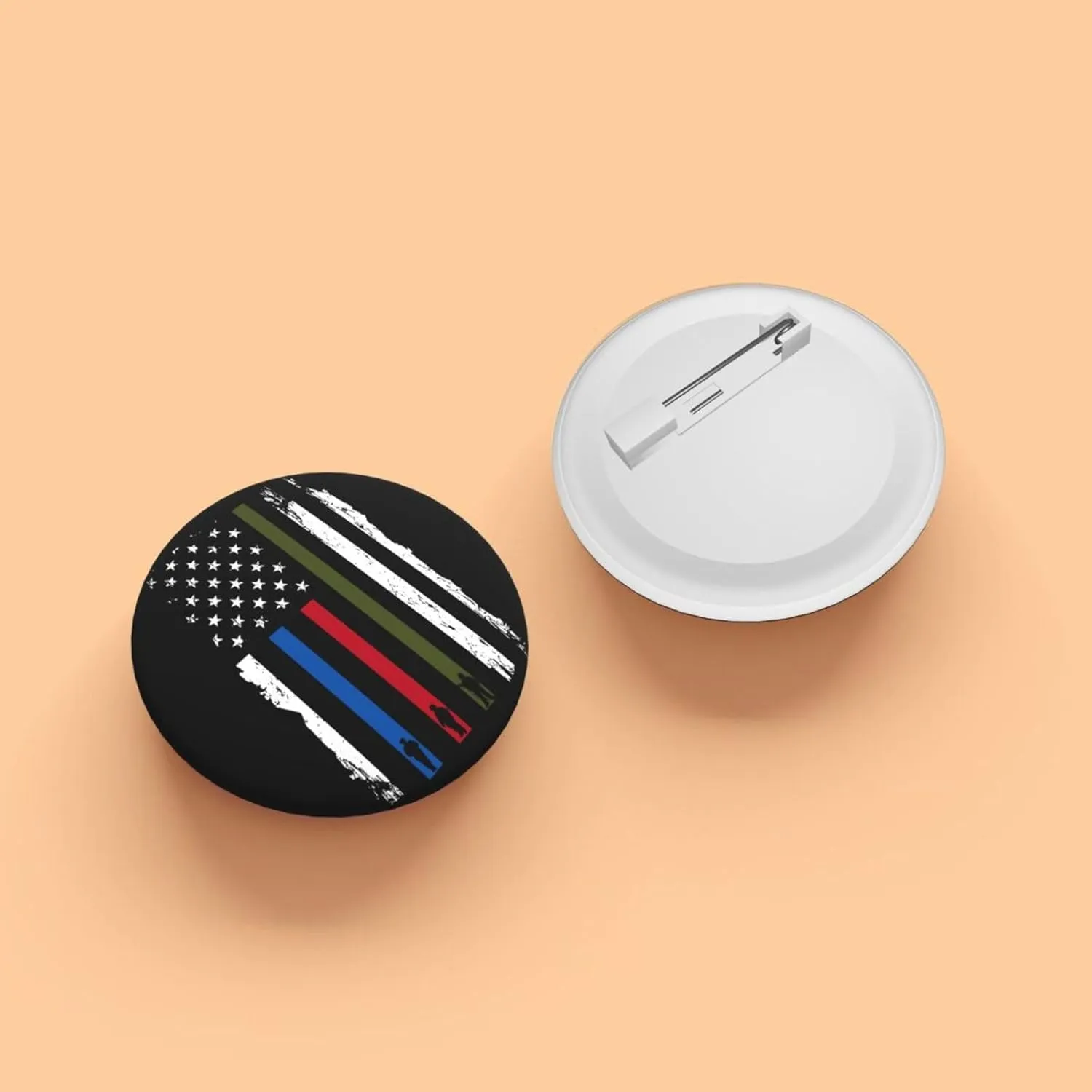Police Military And Fire Thin Line American Flag Express Your Unique Style with Our Fashionable Round Badges