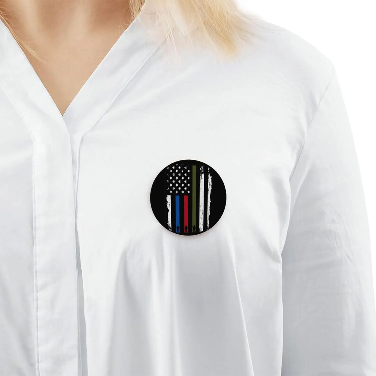 Police Military And Fire Thin Line American Flag Express Your Unique Style with Our Fashionable Round Badges