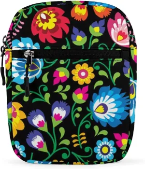 Polish Floral Folk Art Poland Flowers Casual Crossbody Bags for Women Men Mini Sling Purse Shoulder Messenger Bag